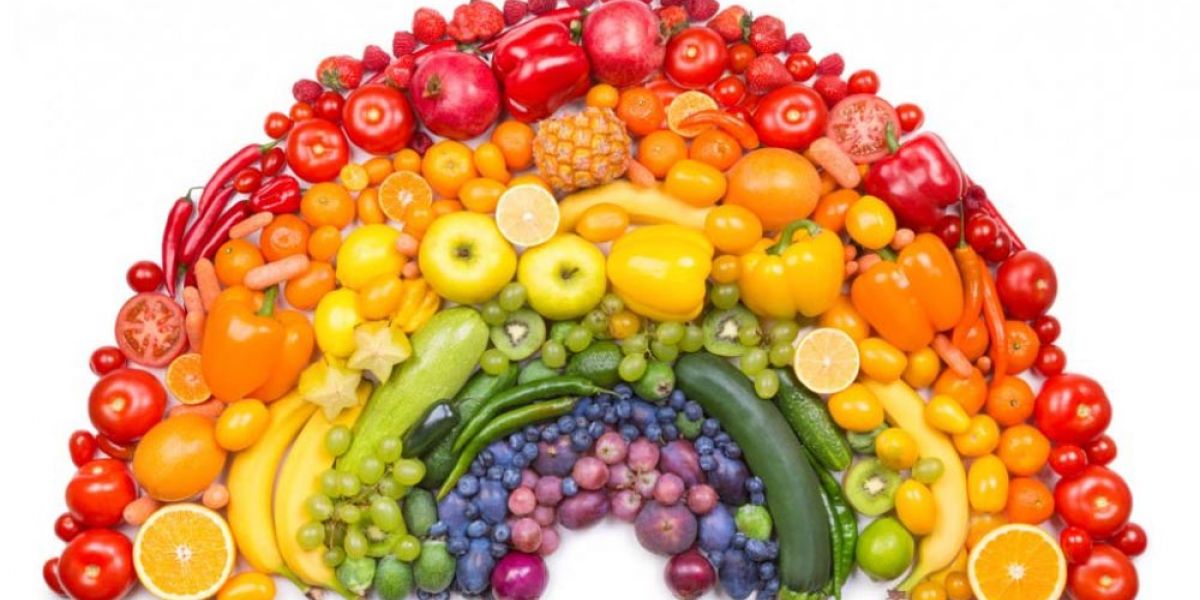 Радуга из овощей, ягод и фруктов